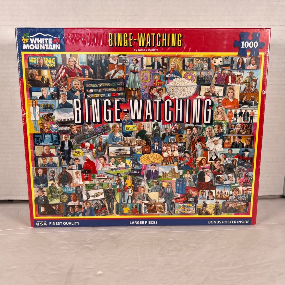 White Mountain Binge-Watching 1000 Piece Jigsaw Puzzle TV Collage James Mellett